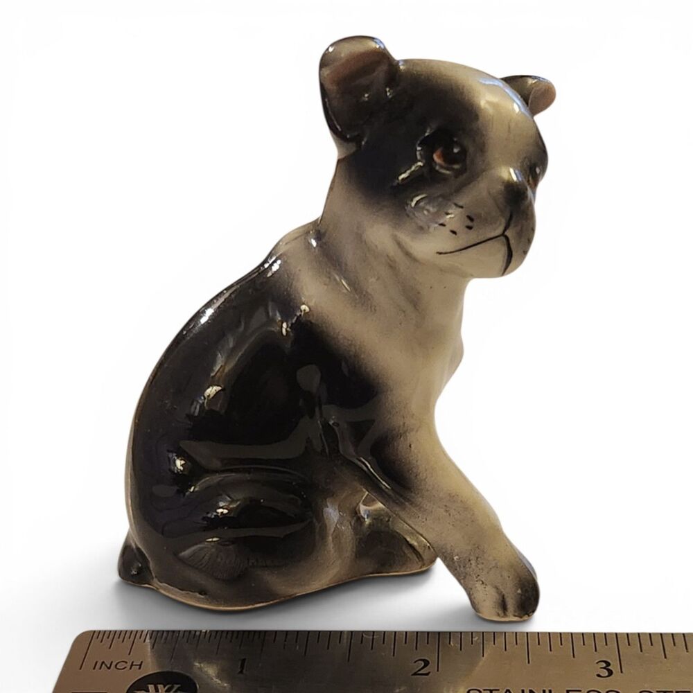 Vintage NYB Nippon Yoko Boeki Boston Terrier Puppy Figurine Japan Ceramic